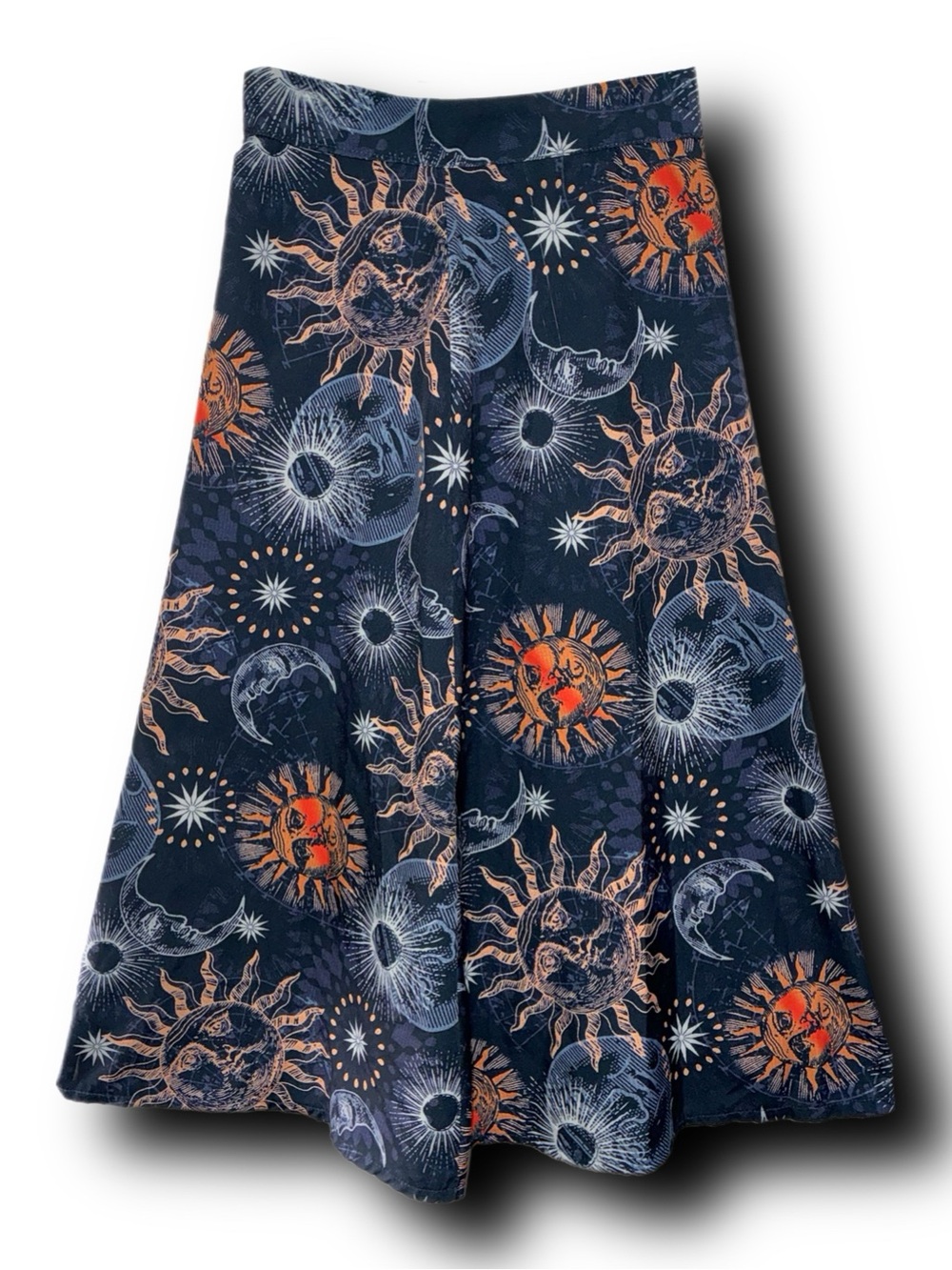 Wowo Whimsigoth Celestial Print A-Line Midi Skirt - Whimsycore Alt Vibes